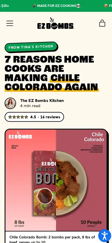 The Chile Colorado ad landing page on a phone